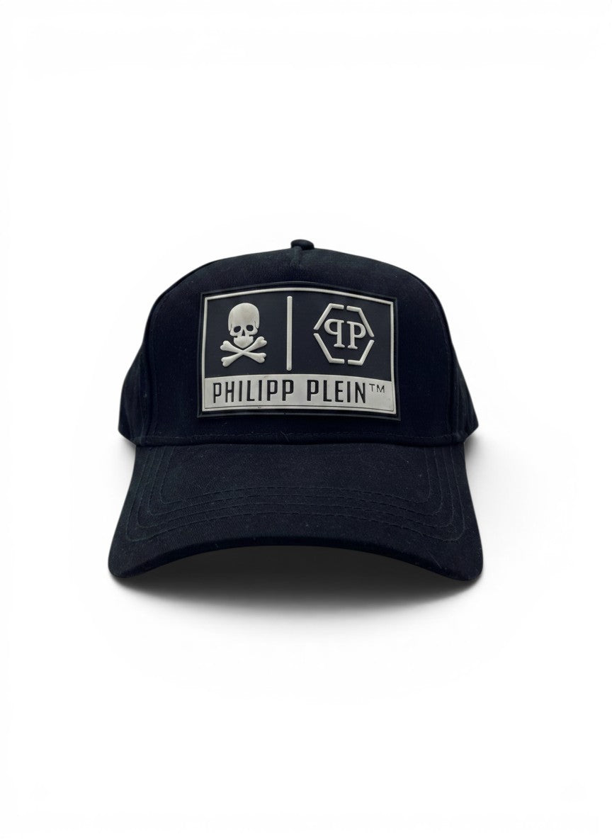 Philipp Plein Black Curved Brim Cap With Logo Patch