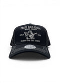 True Religion Black Trucker Cap With White Logo Embroidery