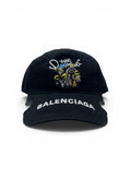 Balenciaga x The Simpsons Black Curved Brim Cap With Brim Logo Embroidery